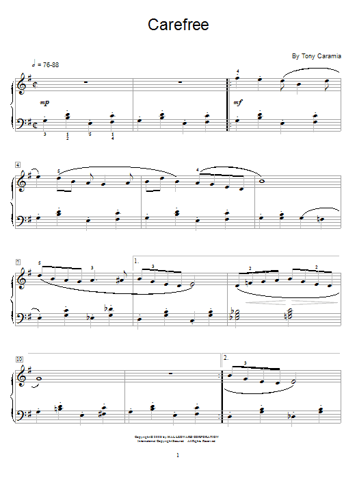 Tony Caramia Carefree Sheet Music Notes & Chords for Educational Piano - Download or Print PDF