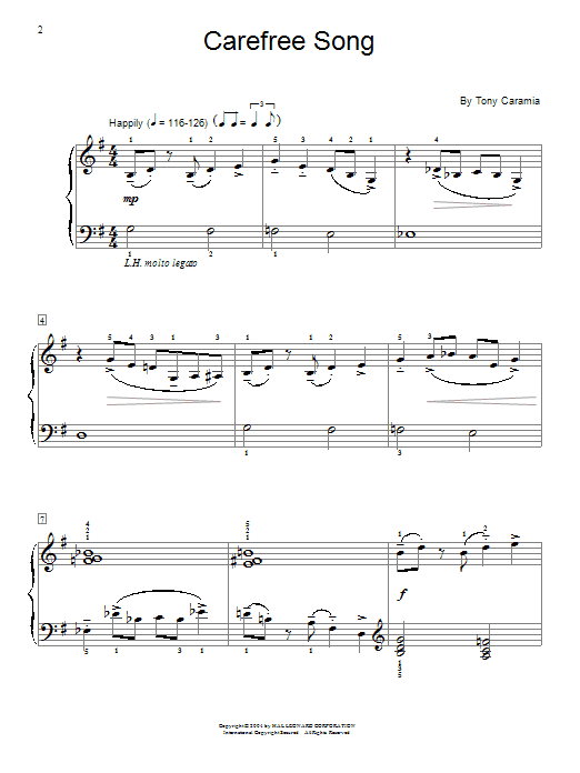 Tony Caramia Carefree Song Sheet Music Notes & Chords for Educational Piano - Download or Print PDF
