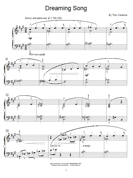 Tony Caramia Dreaming Song Sheet Music Notes & Chords for Educational Piano - Download or Print PDF
