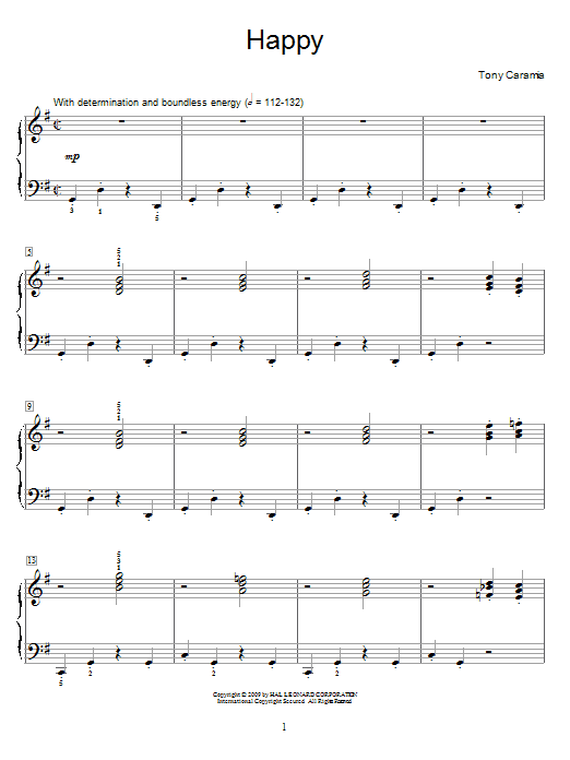 Tony Caramia Happy Sheet Music Notes & Chords for Educational Piano - Download or Print PDF