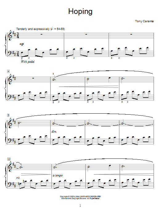 Tony Caramia Hoping Sheet Music Notes & Chords for Educational Piano - Download or Print PDF