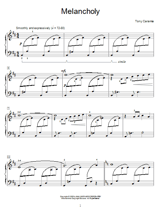 Tony Caramia Melancholy Sheet Music Notes & Chords for Educational Piano - Download or Print PDF