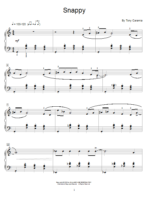 Tony Caramia Snappy Sheet Music Notes & Chords for Educational Piano - Download or Print PDF