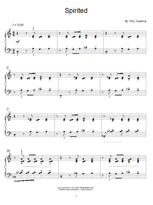 Tony Caramia Spirited Sheet Music Notes & Chords for Educational Piano - Download or Print PDF