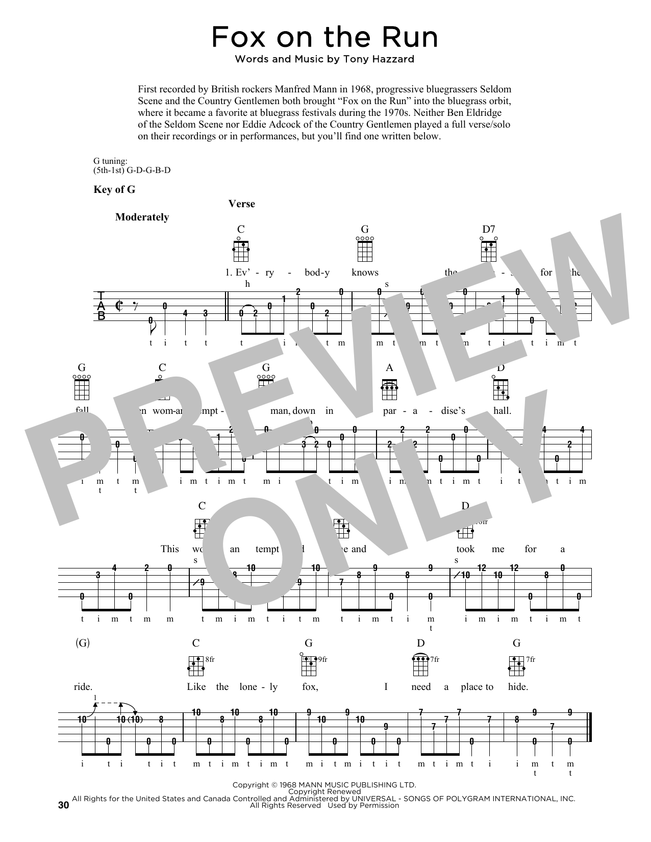 Tony Hazzard Fox On The Run (arr. Fred Sokolow) Sheet Music Notes & Chords for Banjo Tab - Download or Print PDF