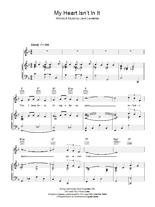 Tony Pastor My Heart Isn't In It Sheet Music Notes & Chords for Piano, Vocal & Guitar (Right-Hand Melody) - Download or Print PDF