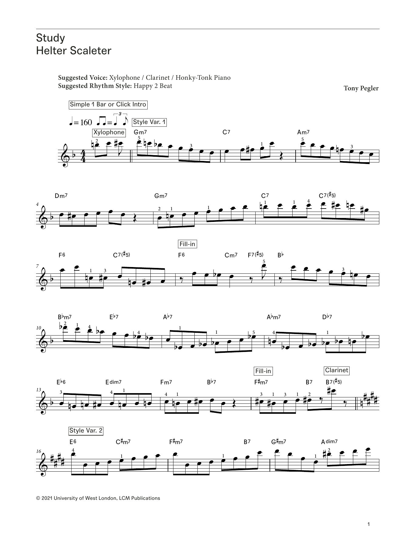 Tony Pegler Helter Scaleter (from LCME Electronic Keyboard Study Grade 7) Sheet Music Notes & Chords for Piano Solo - Download or Print PDF