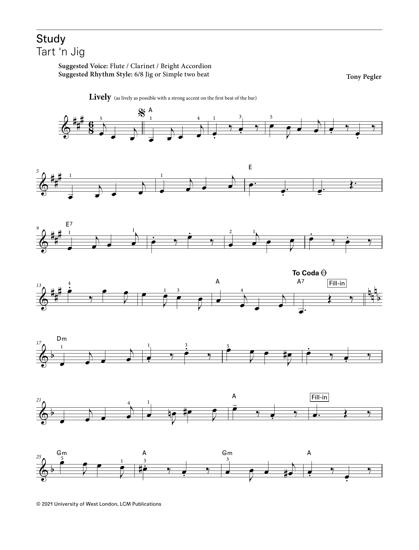 Tony Pegler Tart 'n Jig (from LCME Electronic Keyboard Study Grade 3) Sheet Music Notes & Chords for Piano Solo - Download or Print PDF