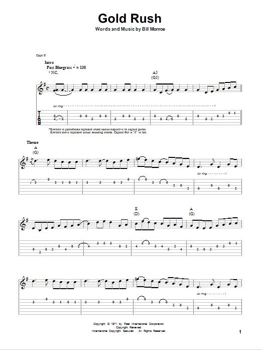 Tony Rice Gold Rush Sheet Music Notes & Chords for Guitar Tab Play-Along - Download or Print PDF