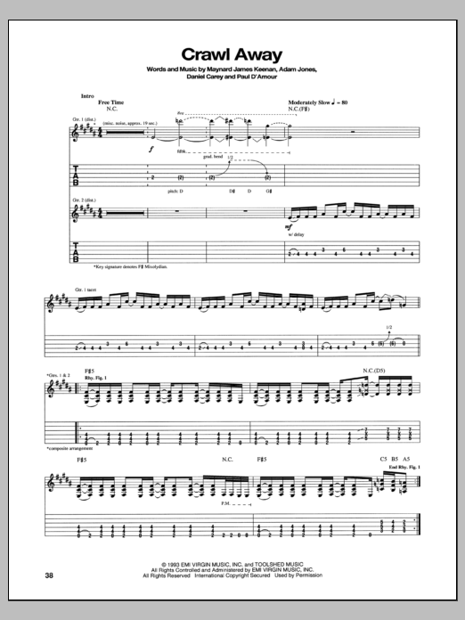 Tool Crawl Away Sheet Music Notes & Chords for Guitar Tab - Download or Print PDF