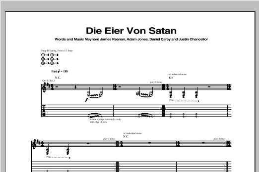 Tool Die Eier Von Satan Sheet Music Notes & Chords for Guitar Tab - Download or Print PDF