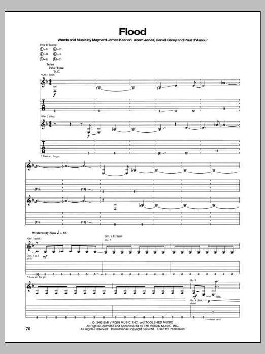 Tool Flood Sheet Music Notes & Chords for Guitar Tab - Download or Print PDF