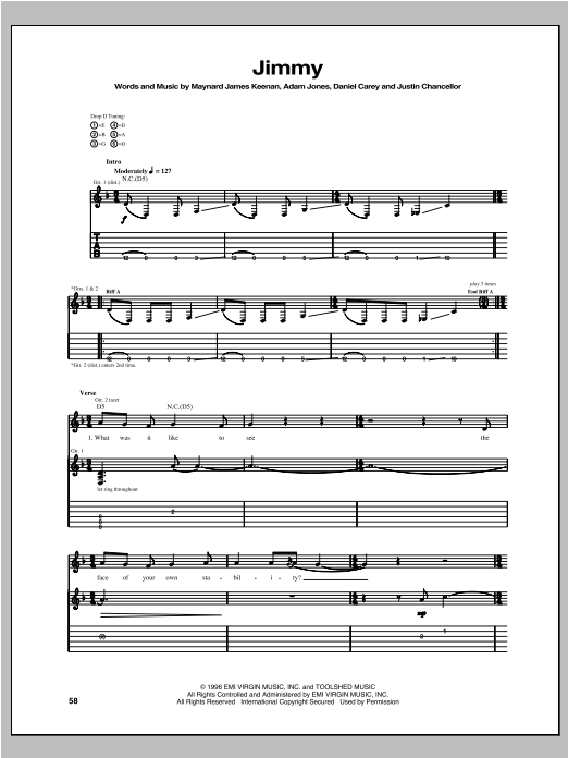 Tool Jimmy Sheet Music Notes & Chords for Guitar Tab - Download or Print PDF