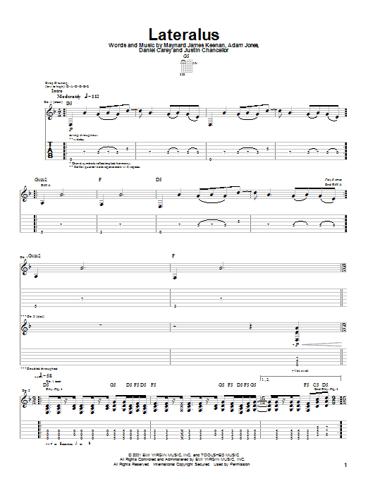 Tool Lateralus Sheet Music Notes & Chords for Guitar Tab - Download or Print PDF