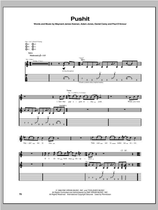 Tool Pushit Sheet Music Notes & Chords for Guitar Tab - Download or Print PDF