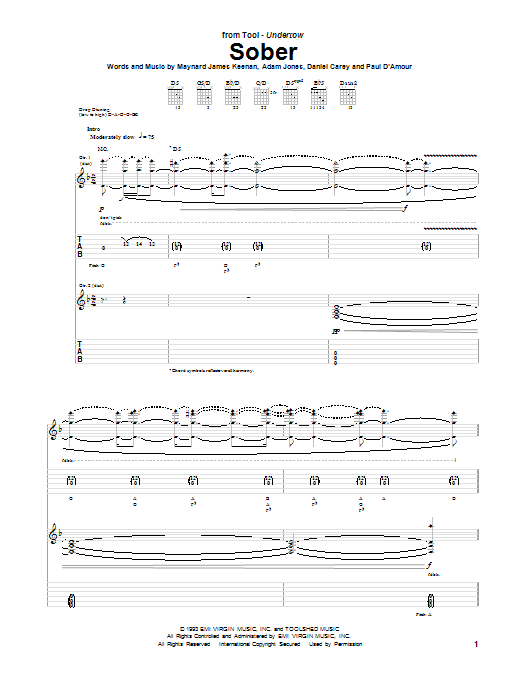 Tool Sober Sheet Music Notes & Chords for Guitar Tab (Single Guitar) - Download or Print PDF