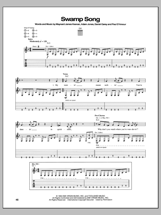 Tool Swamp Song Sheet Music Notes & Chords for Guitar Tab - Download or Print PDF