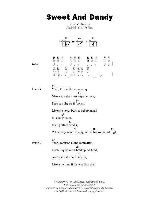 Toots & The Maytals Sweet And Dandy Sheet Music Notes & Chords for Lyrics & Chords - Download or Print PDF