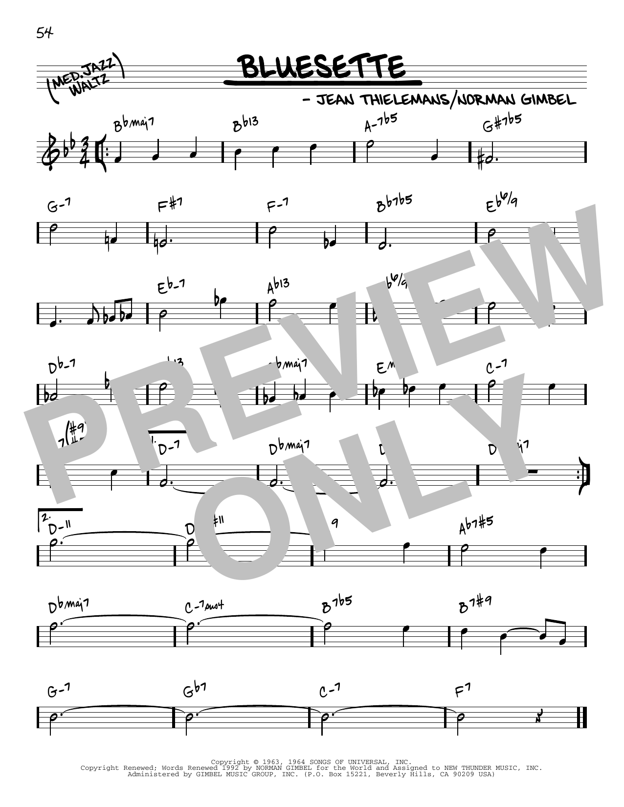 Toots Thielmans Bluesette [Reharmonized version] (arr. Jack Grassel) Sheet Music Notes & Chords for Real Book – Melody & Chords - Download or Print PDF