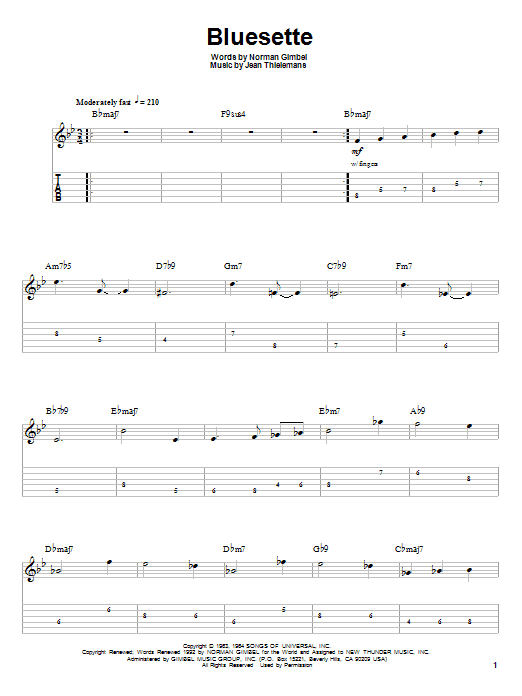 Toots Thielmans Bluesette Sheet Music Notes & Chords for Viola - Download or Print PDF