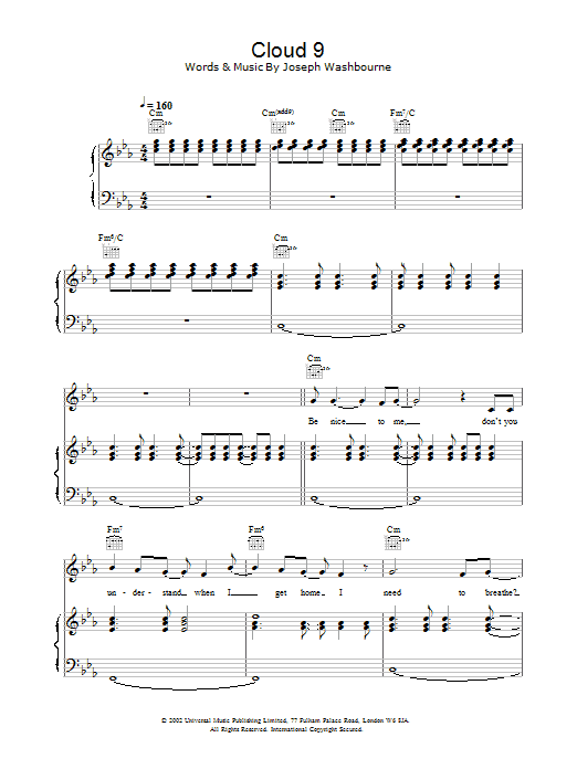 Toploader Cloud 9 Sheet Music Notes & Chords for Piano, Vocal & Guitar - Download or Print PDF