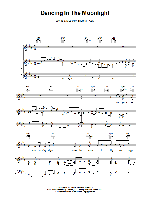 Toploader Dancing In The Moonlight Sheet Music Notes & Chords for Keyboard - Download or Print PDF