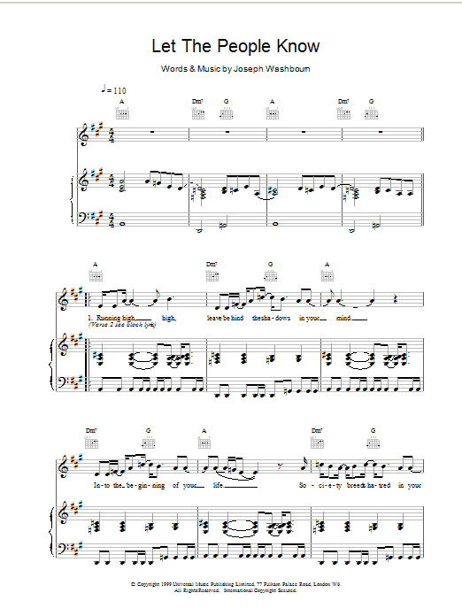 Toploader Let The People Know Sheet Music Notes & Chords for Piano, Vocal & Guitar - Download or Print PDF