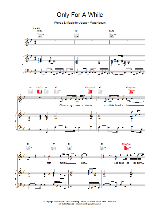 Toploader Only For A While Sheet Music Notes & Chords for Piano, Vocal & Guitar - Download or Print PDF