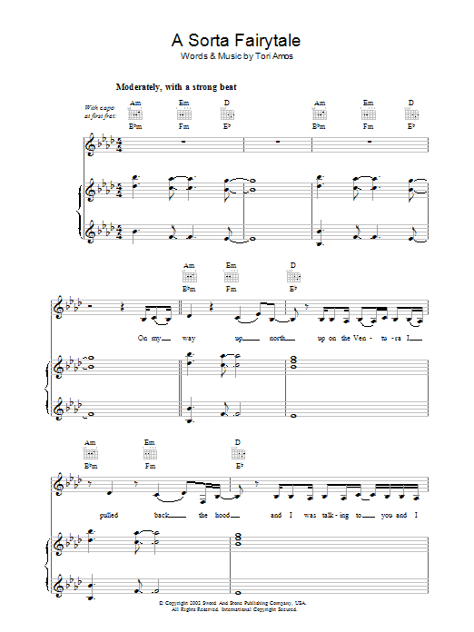 Tori Amos A Sorta Fairytale Sheet Music Notes & Chords for Piano, Vocal & Guitar - Download or Print PDF