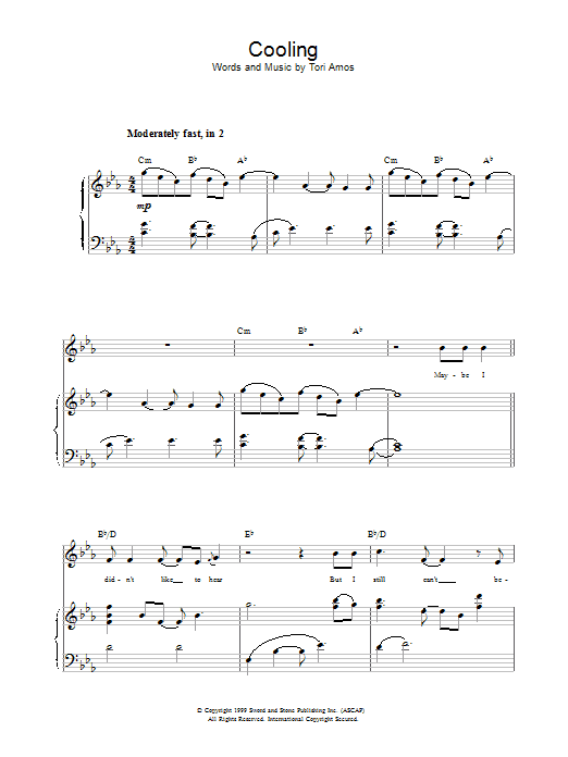Tori Amos Cooling Sheet Music Notes & Chords for Piano, Vocal & Guitar - Download or Print PDF