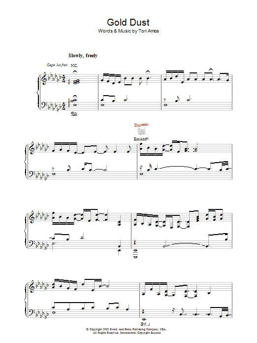 Tori Amos Gold Dust Sheet Music Notes & Chords for Piano, Vocal & Guitar - Download or Print PDF