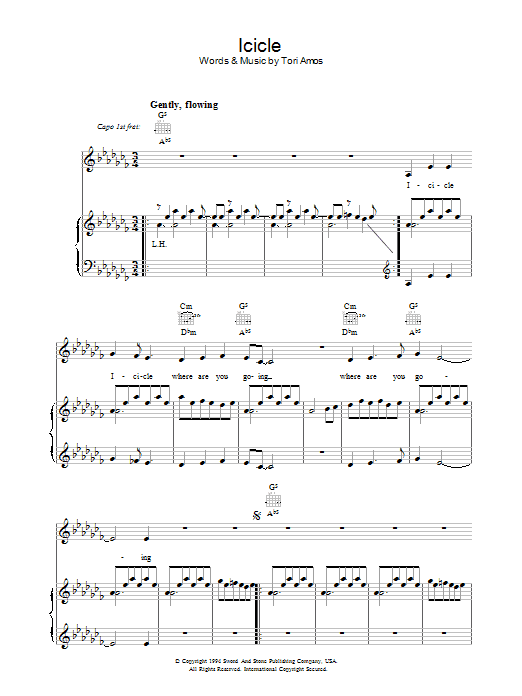 Tori Amos Icicle Sheet Music Notes & Chords for Piano, Vocal & Guitar - Download or Print PDF