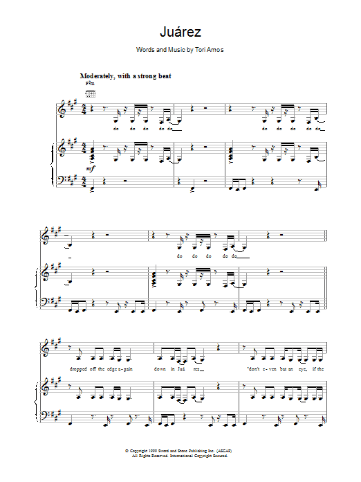 Tori Amos Juarez Sheet Music Notes & Chords for Piano, Vocal & Guitar (Right-Hand Melody) - Download or Print PDF