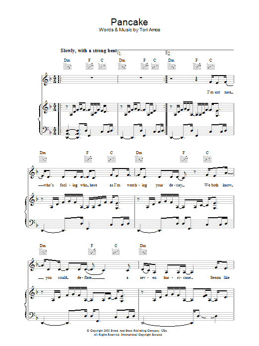 Tori Amos Pancake Sheet Music Notes & Chords for Piano, Vocal & Guitar - Download or Print PDF