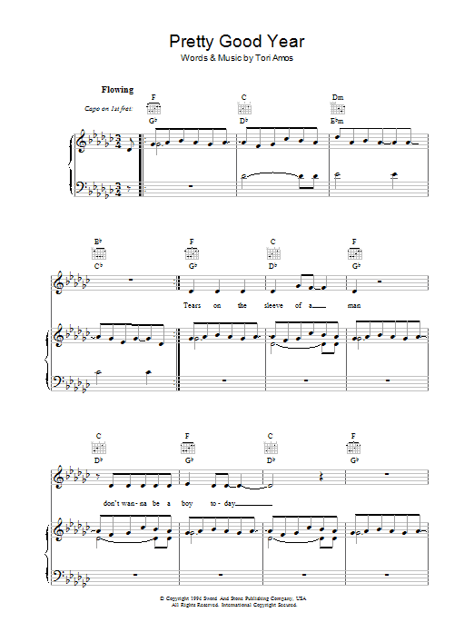 Tori Amos Pretty Good Year Sheet Music Notes & Chords for Lyrics & Chords - Download or Print PDF