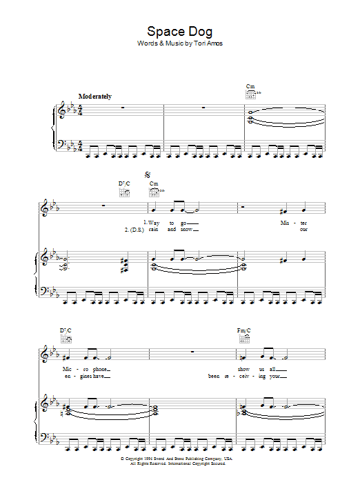 Tori Amos Space Dog Sheet Music Notes & Chords for Piano, Vocal & Guitar (Right-Hand Melody) - Download or Print PDF