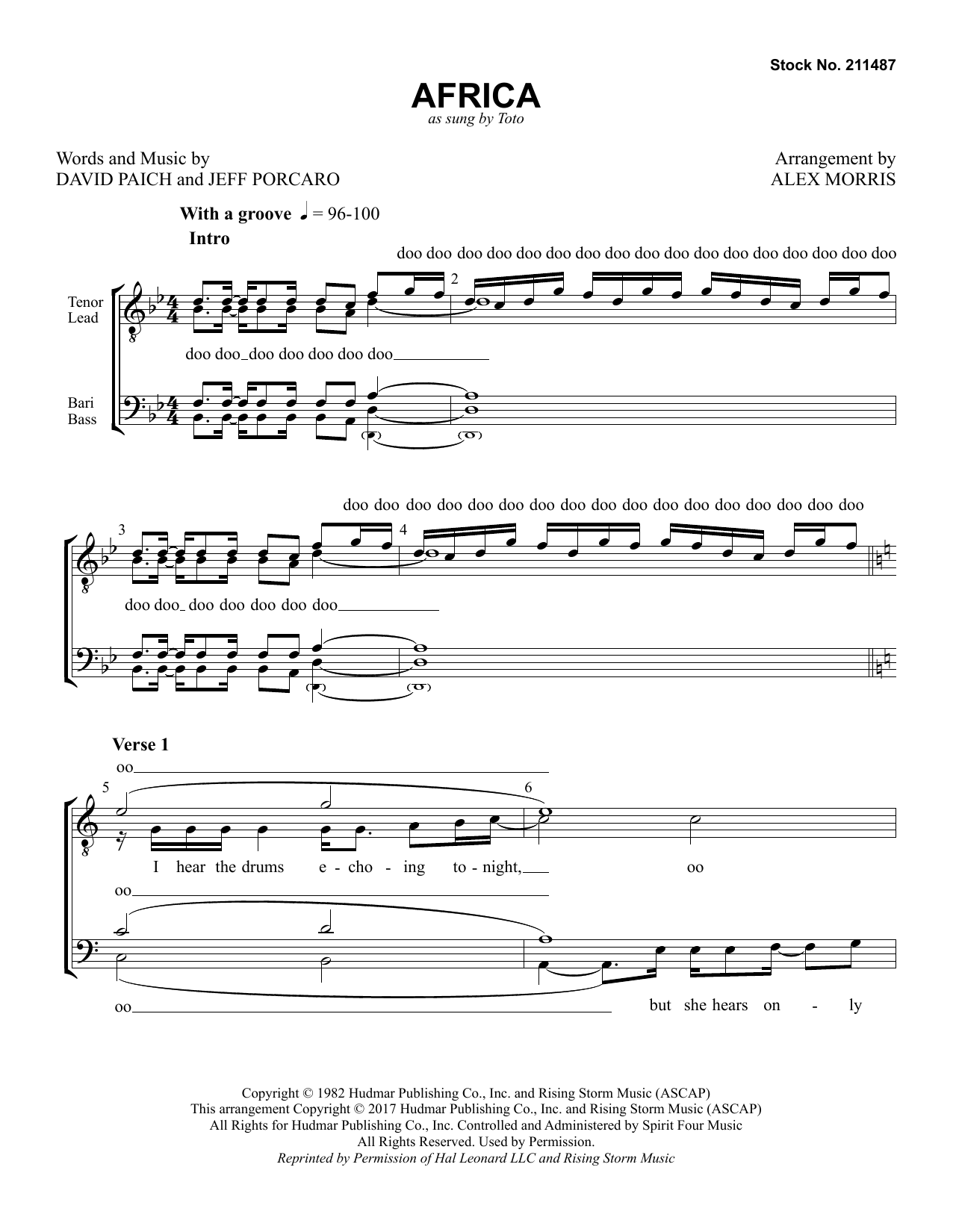 Toto Africa (arr. Alex Morris) Sheet Music Notes & Chords for TTBB Choir - Download or Print PDF