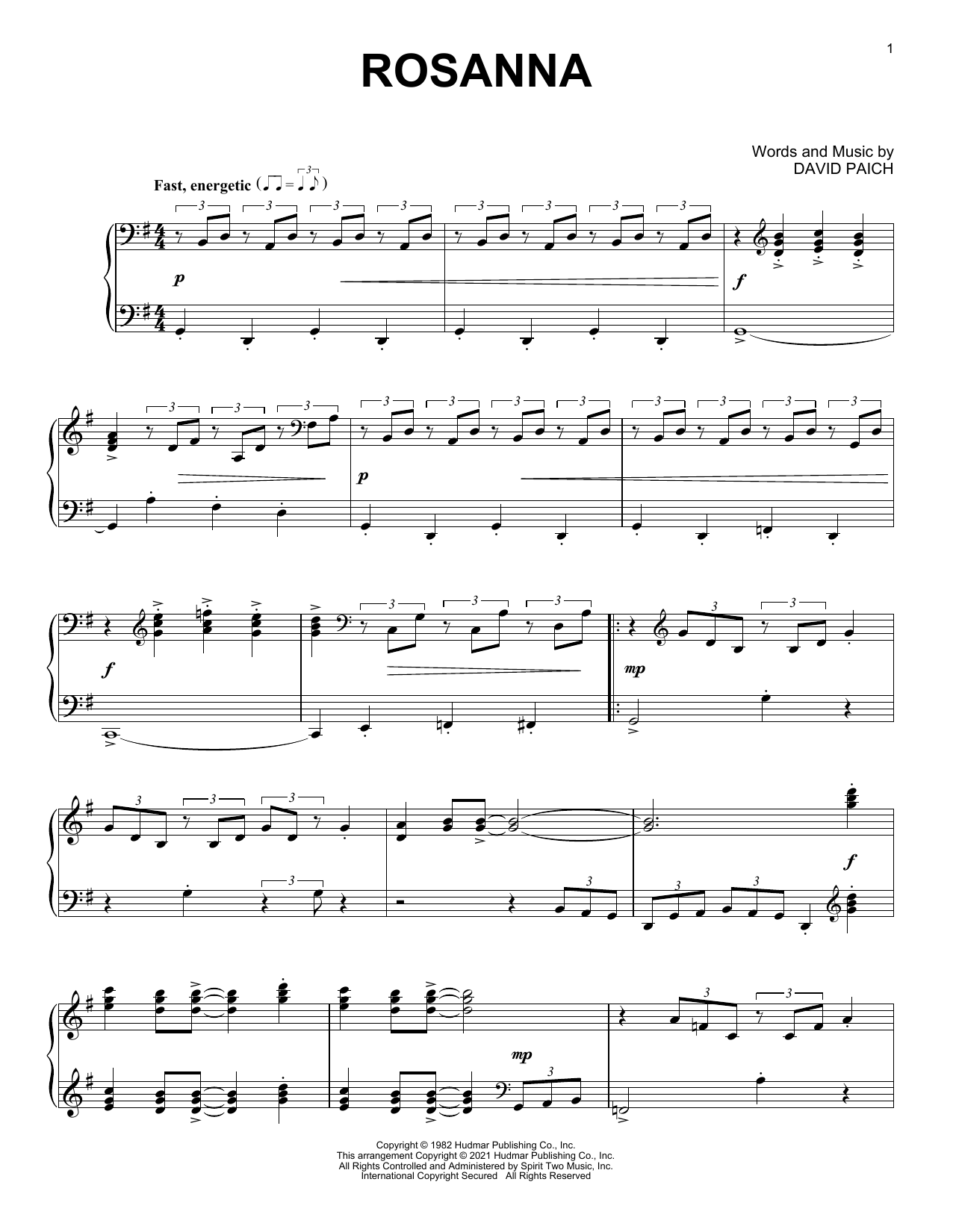 Toto Rosanna [Classical version] (arr. David Pearl) Sheet Music Notes & Chords for Piano Solo - Download or Print PDF