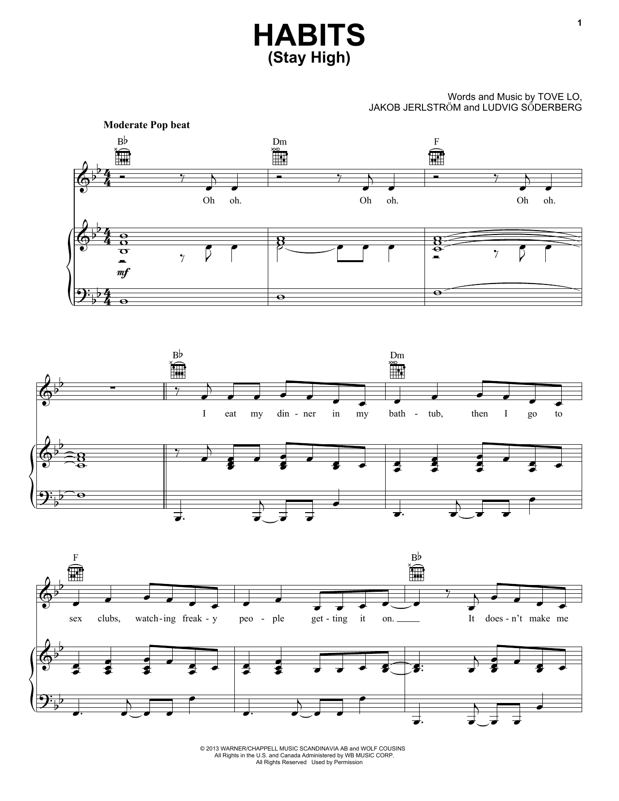 Tove Lo Habits (Stay High) Sheet Music Notes & Chords for Easy Guitar Tab - Download or Print PDF