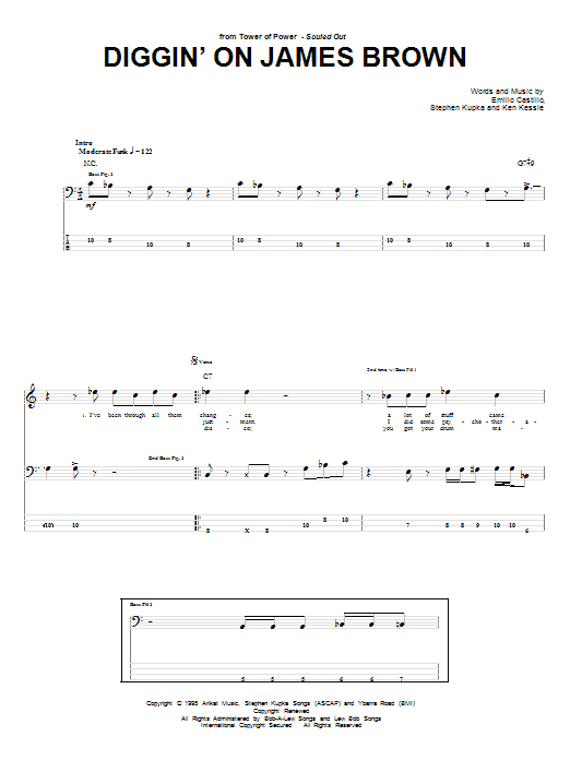 Tower Of Power Diggin' On James Brown Sheet Music Notes & Chords for Bass Guitar Tab - Download or Print PDF