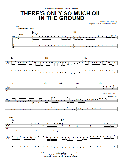 Tower Of Power There's Only So Much Oil In The Ground Sheet Music Notes & Chords for Guitar Tab - Download or Print PDF