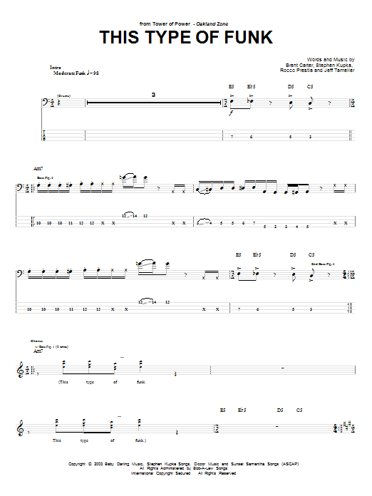 Tower Of Power This Type Of Funk Sheet Music Notes & Chords for Bass Guitar Tab - Download or Print PDF
