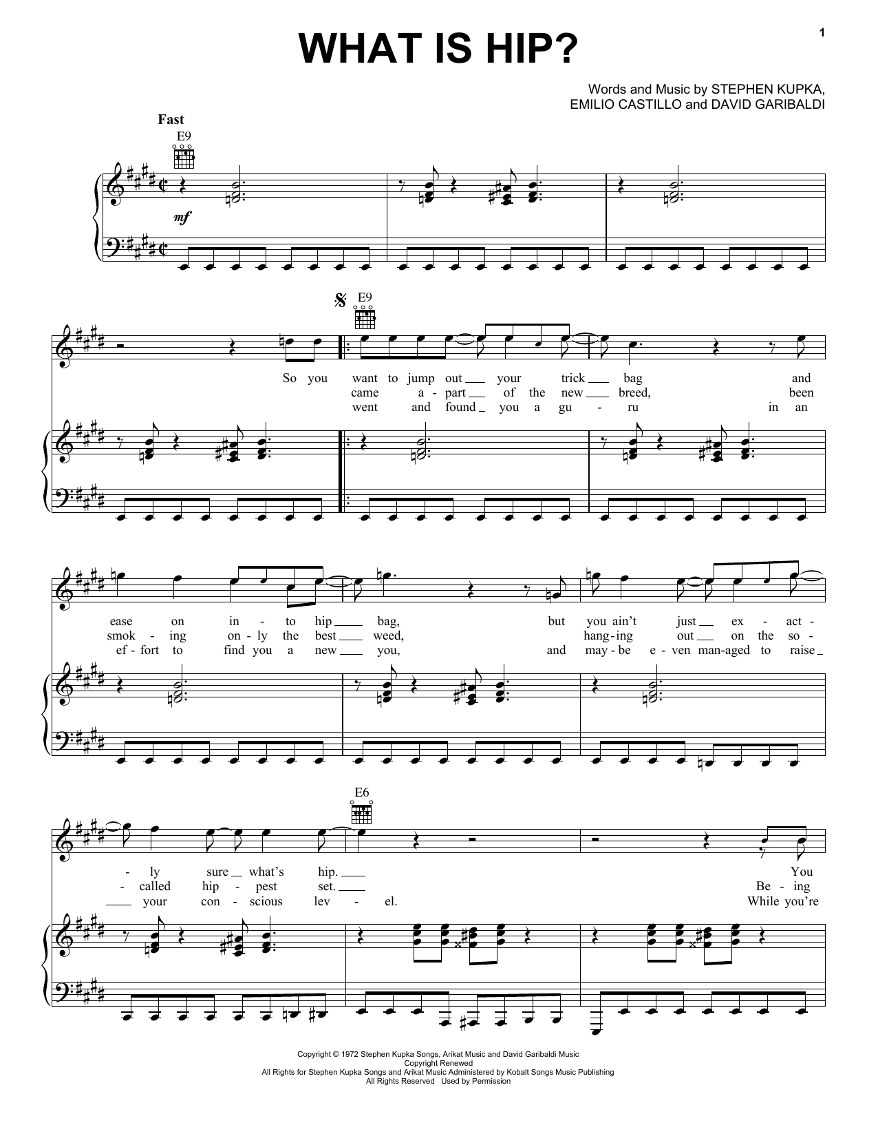Tower Of Power What Is Hip? Sheet Music Notes & Chords for Piano, Vocal & Guitar Chords (Right-Hand Melody) - Download or Print PDF