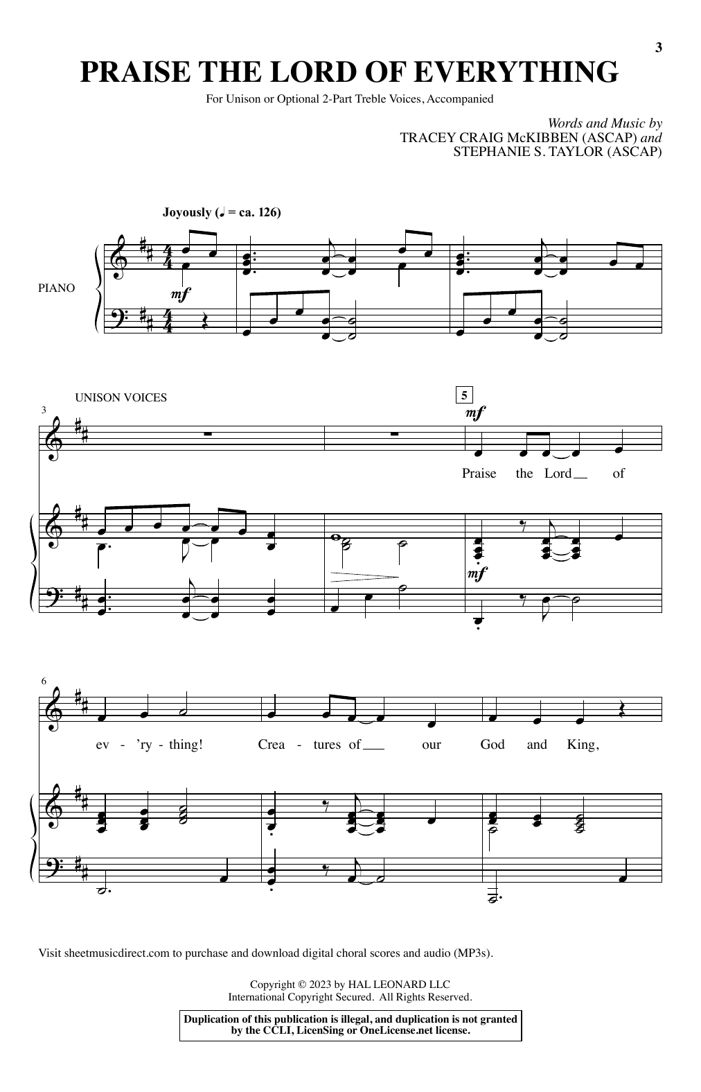 Tracey Craig McKibben and Stephanie S. Taylor Praise The Lord Of Everything Sheet Music Notes & Chords for Choir - Download or Print PDF