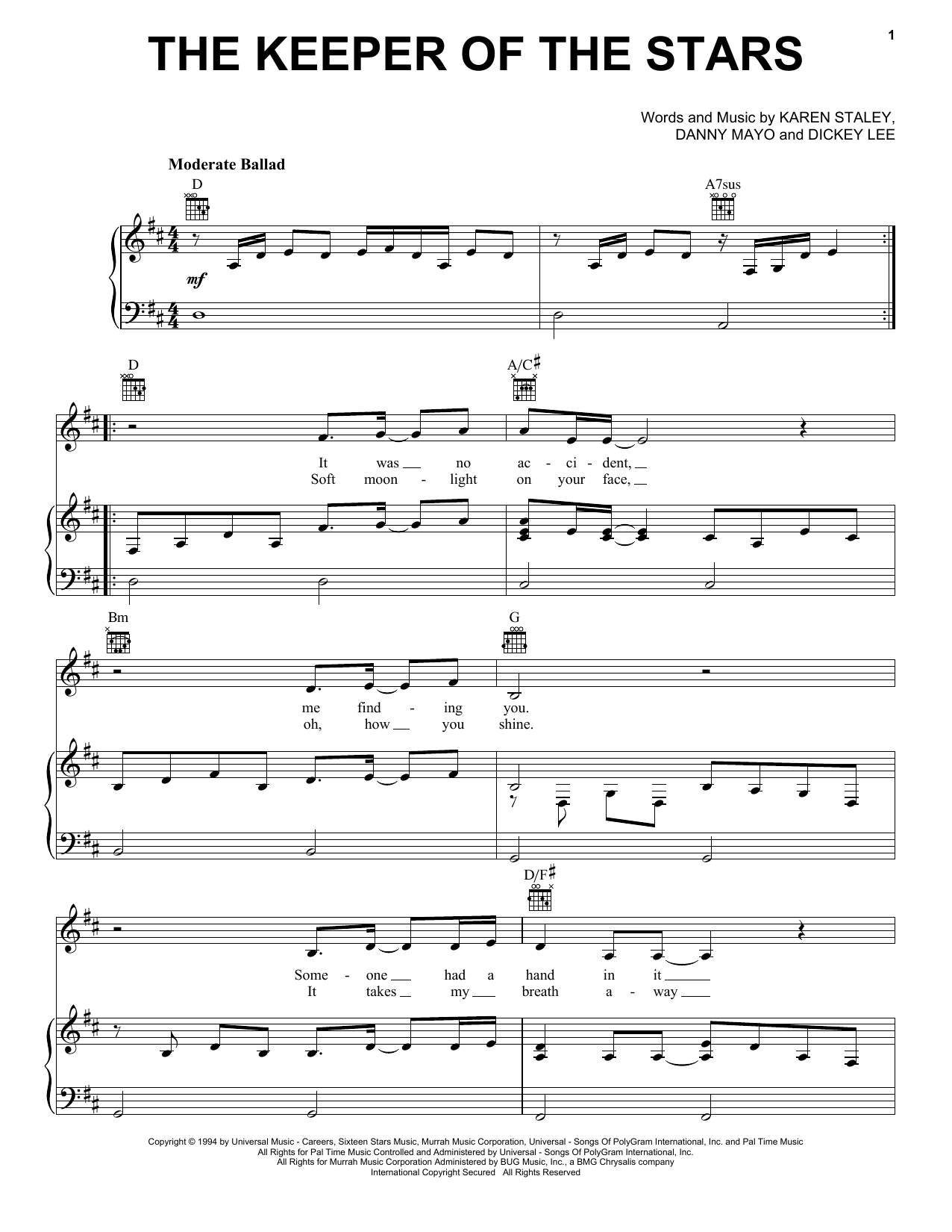 Tracy Byrd The Keeper Of The Stars Sheet Music Notes & Chords for Easy Guitar Tab - Download or Print PDF