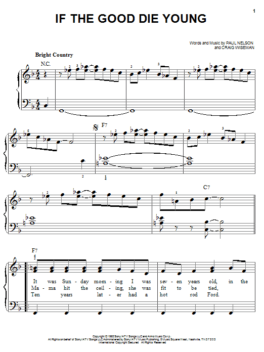 Tracy Lawrence If The Good Die Young Sheet Music Notes & Chords for Easy Piano - Download or Print PDF