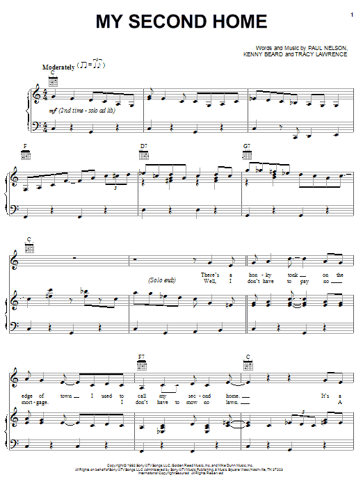 Tracy Lawrence My Second Home Sheet Music Notes & Chords for Piano, Vocal & Guitar (Right-Hand Melody) - Download or Print PDF Tracy Lawrence My Second Home Sheet Music Notes & Chords for Piano, Vocal & Guitar (Right-Hand Melody) - Download or Print PDF