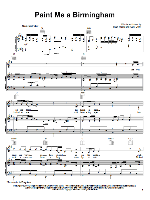 Tracy Lawrence Paint Me A Birmingham Sheet Music Notes & Chords for Piano, Vocal & Guitar (Right-Hand Melody) - Download or Print PDF