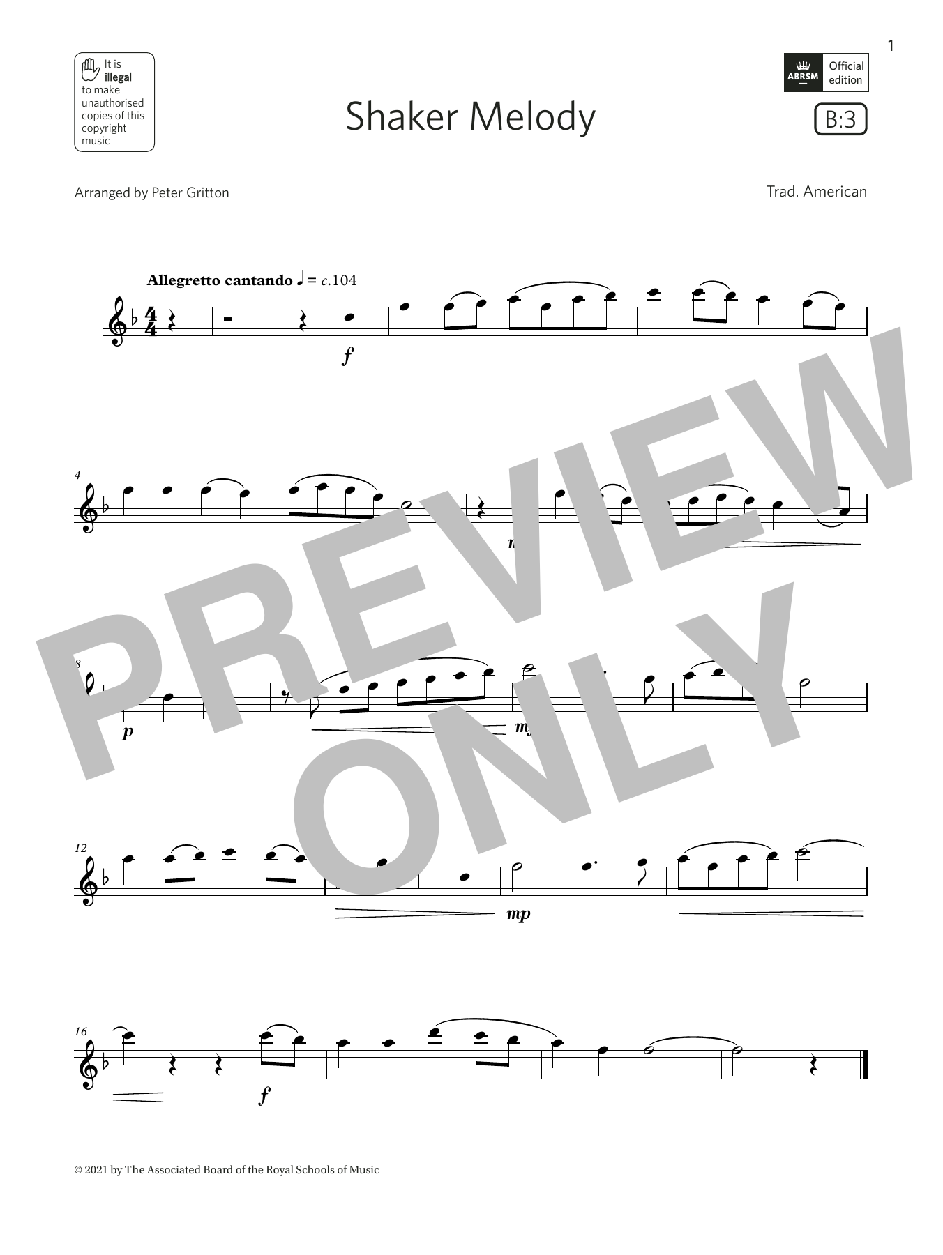 Trad. American Shaker Melody (Grade 2 List B3 from the ABRSM Flute syllabus from 2022) Sheet Music Notes & Chords for Flute Solo - Download or Print PDF Trad. American Shaker Melody (Grade 2 List B3 from the ABRSM Flute syllabus from 2022) Sheet Music Notes & Chords for Flute Solo - Download or Print PDF