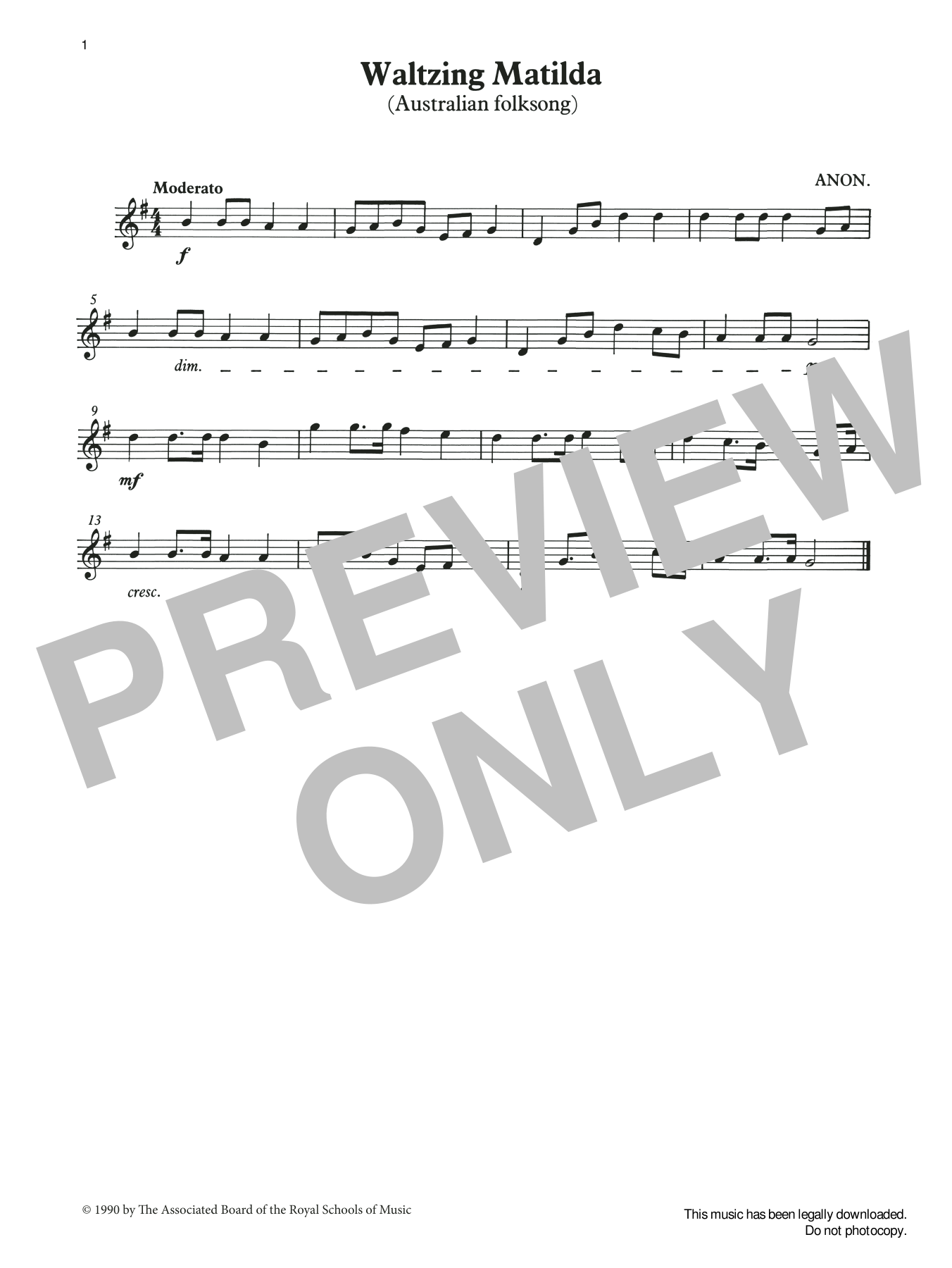 Trad. Australian Waltzing Matilda from Graded Music for Tuned Percussion, Book I Sheet Music Notes & Chords for Percussion Solo - Download or Print PDF